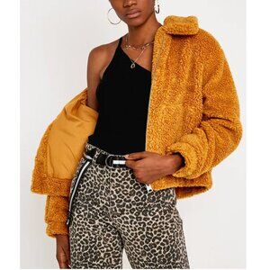 Urban Outfitters Mustard Cropped Teddy Coat